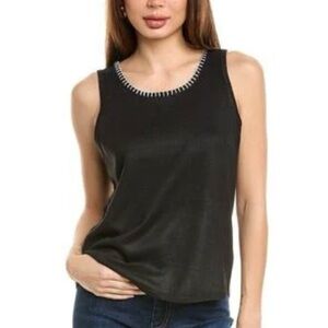 Vince Camuto Black Embroidered Sweater Tank